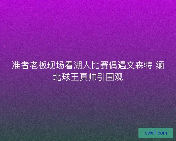 准者老板现场看湖人比赛偶遇文森特 缅北球王真帅引围观