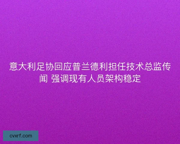 意大利足协回应普兰德利担任技术总监传闻 强调现有人员架构稳定